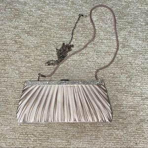 Dyed satin clutch with removable strap